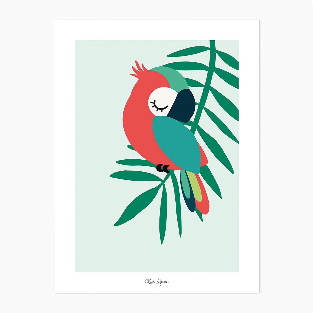 Art Print 30 X 40 - Tropical Parrot Green
