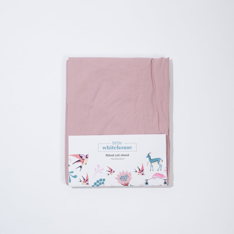 Little Whitehouse Cot Fitted Sheet - Dusty Pink