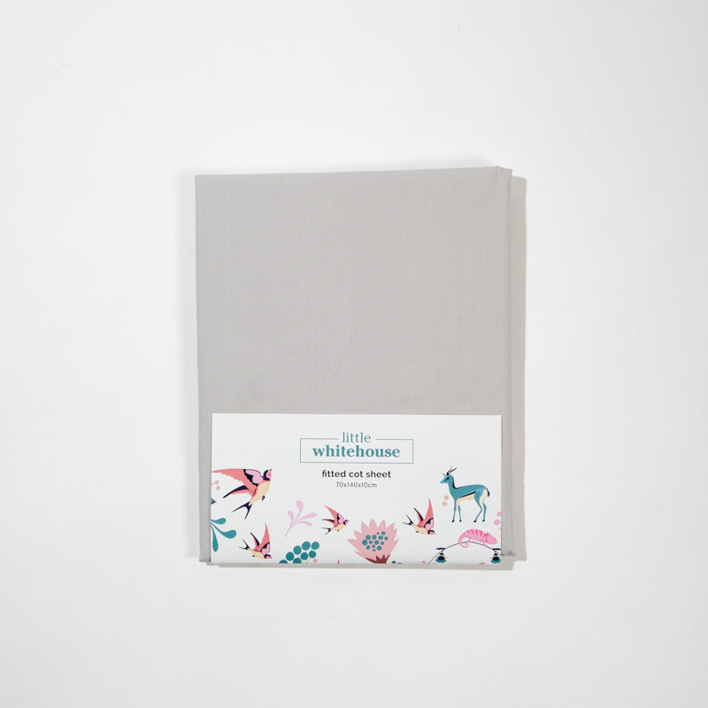Little Whitehouse Cot Fitted Sheet - Light Grey