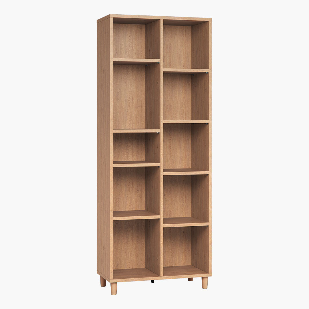 Simple Double Bookcase - Oak