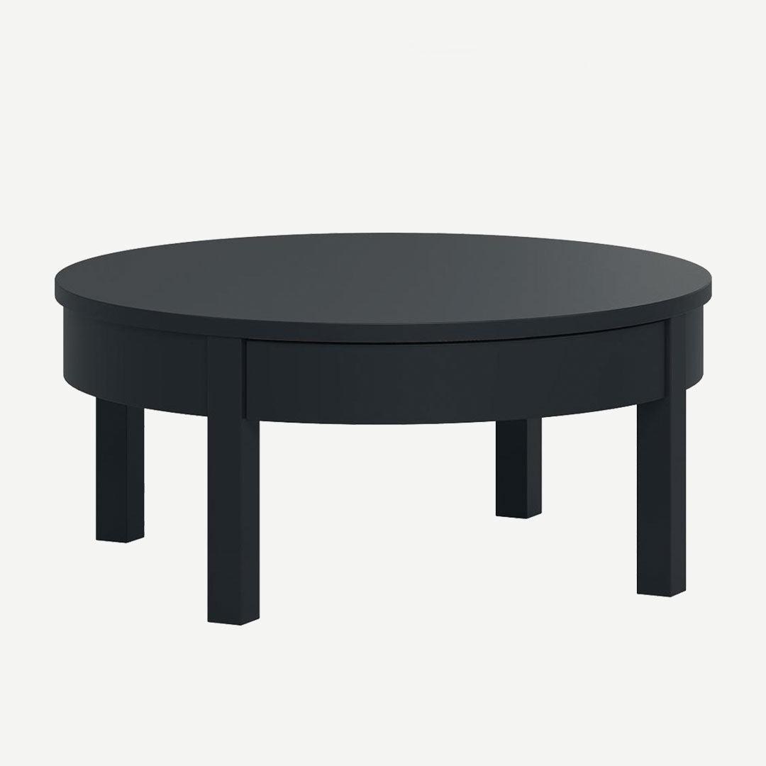 Simple Low Coffee Table - Black - 80cm Diam.