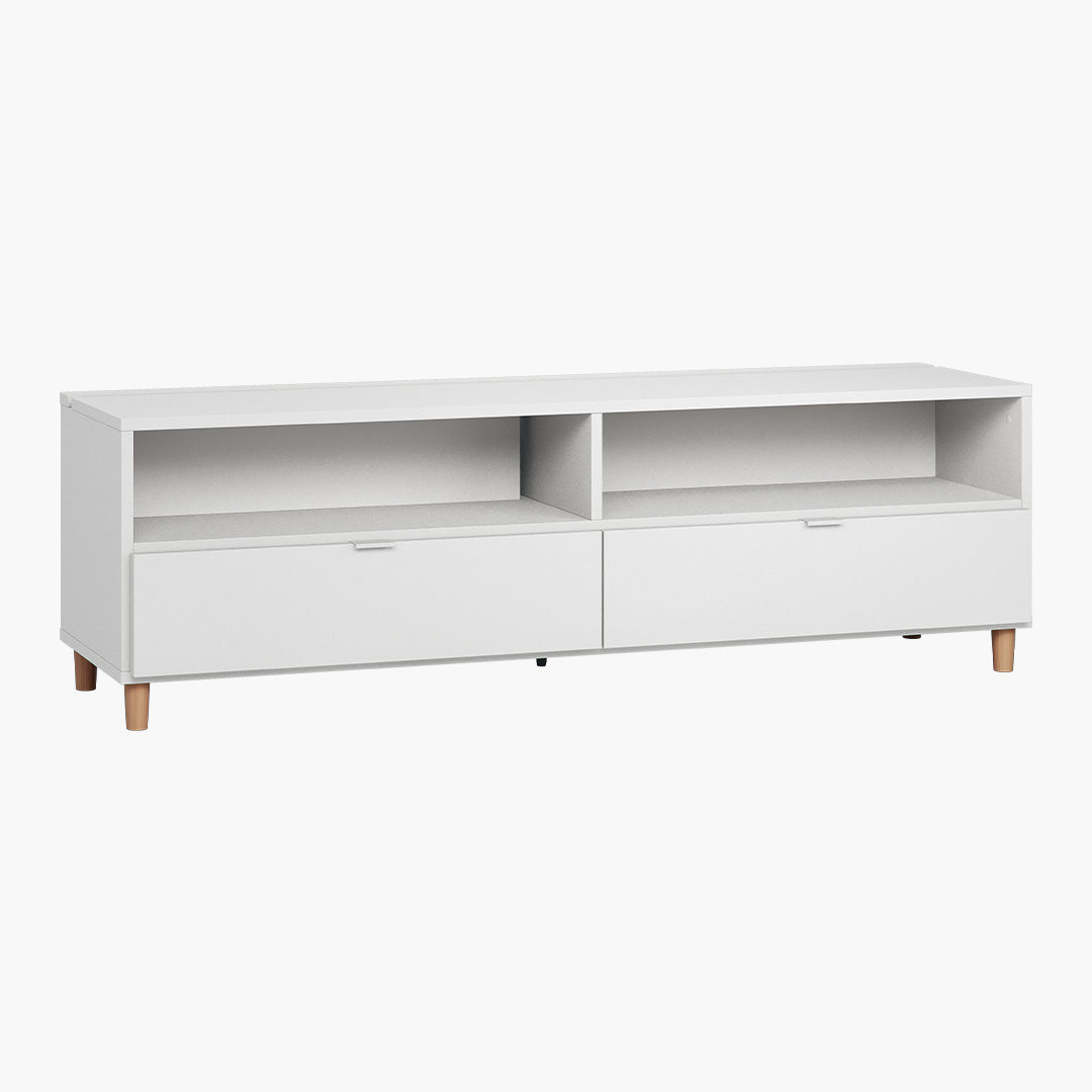 Simple TV Cabinet with Functional Slat - White