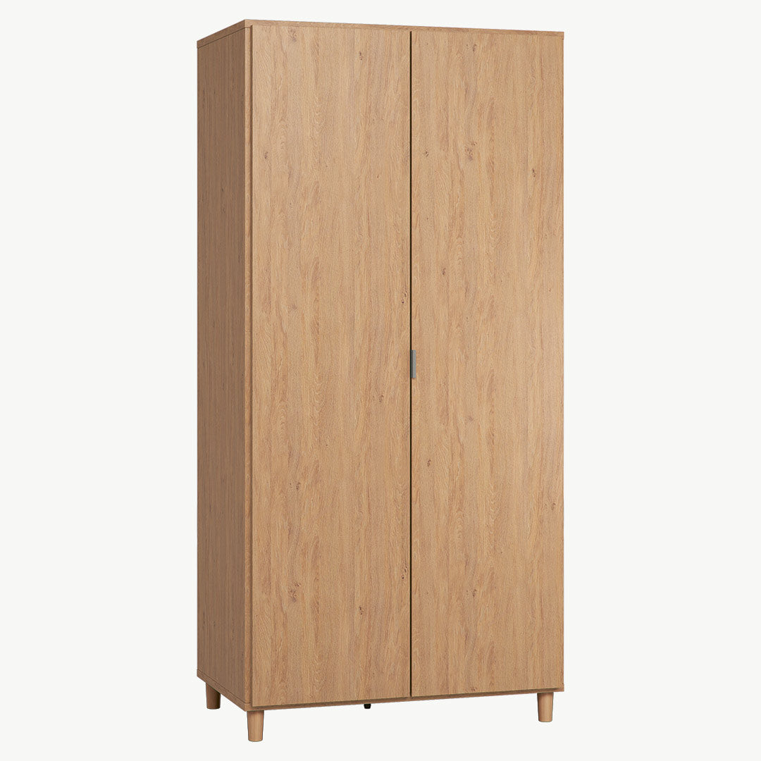 Simple Two-Door Wardrobe - Oak