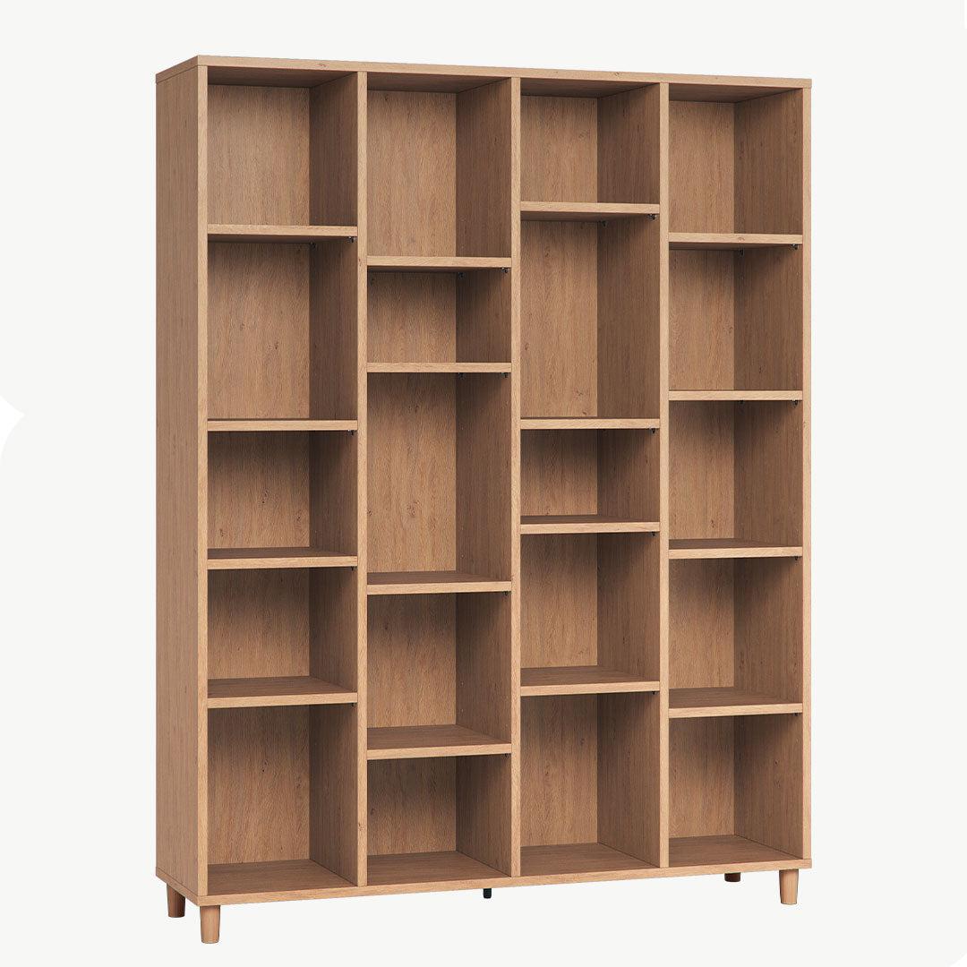 Simple Wide Bookcase - Oak