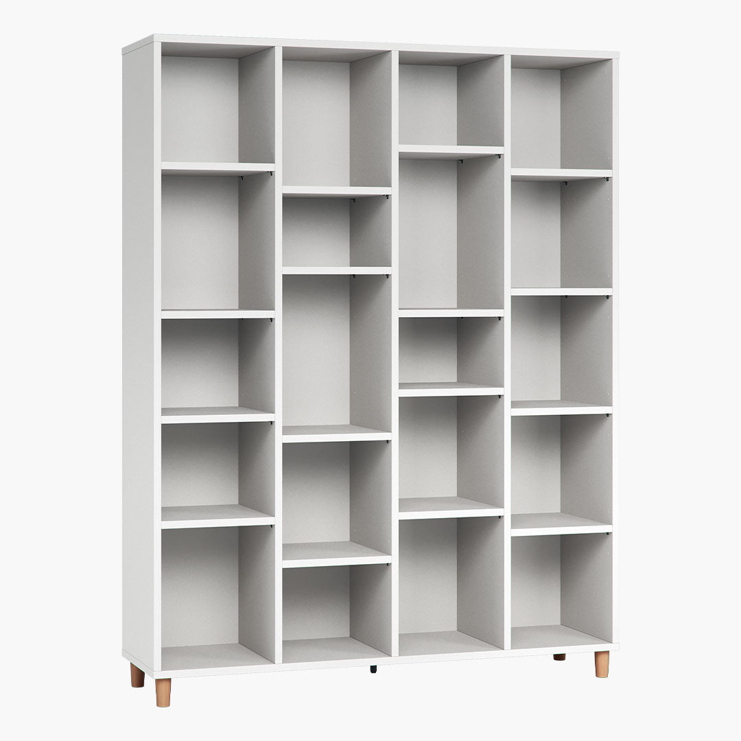 Simple Wide Bookcase - White
