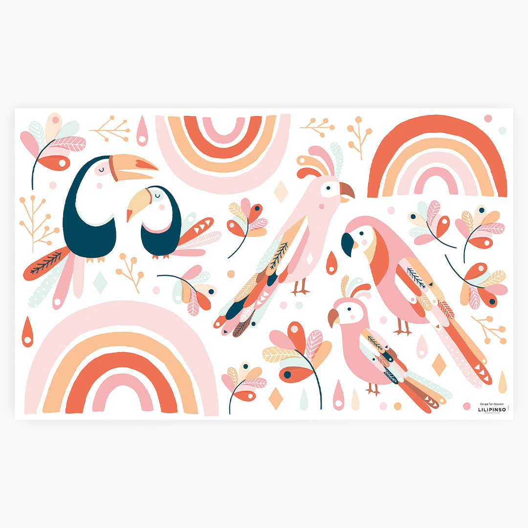 Wall Decals Décor M - Paradise Birds (Pink And Orange)
